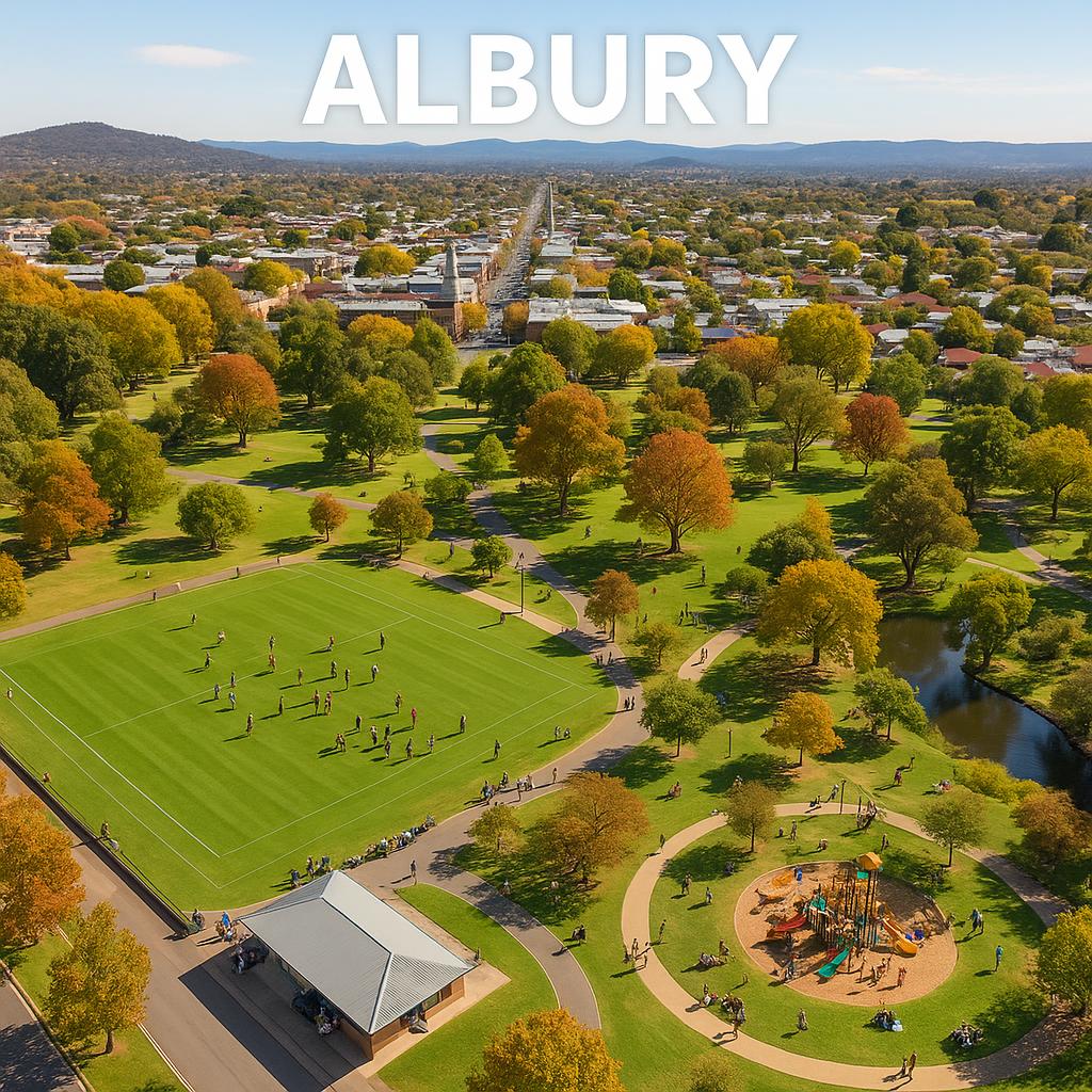 Aerial view of Albury, NSW