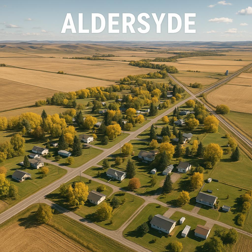 Aerial view showcasing Aldersyde's peaceful residential area