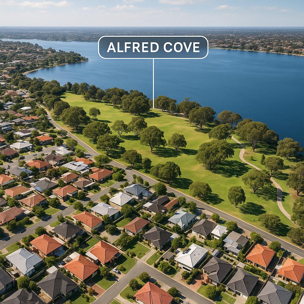 Aerial view of Alfred Cove in Western Australia