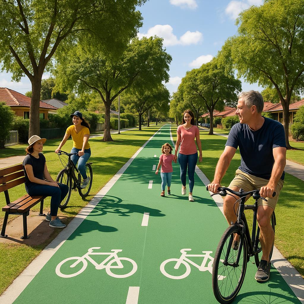 Beautiful cycleways in Allenby Gardens