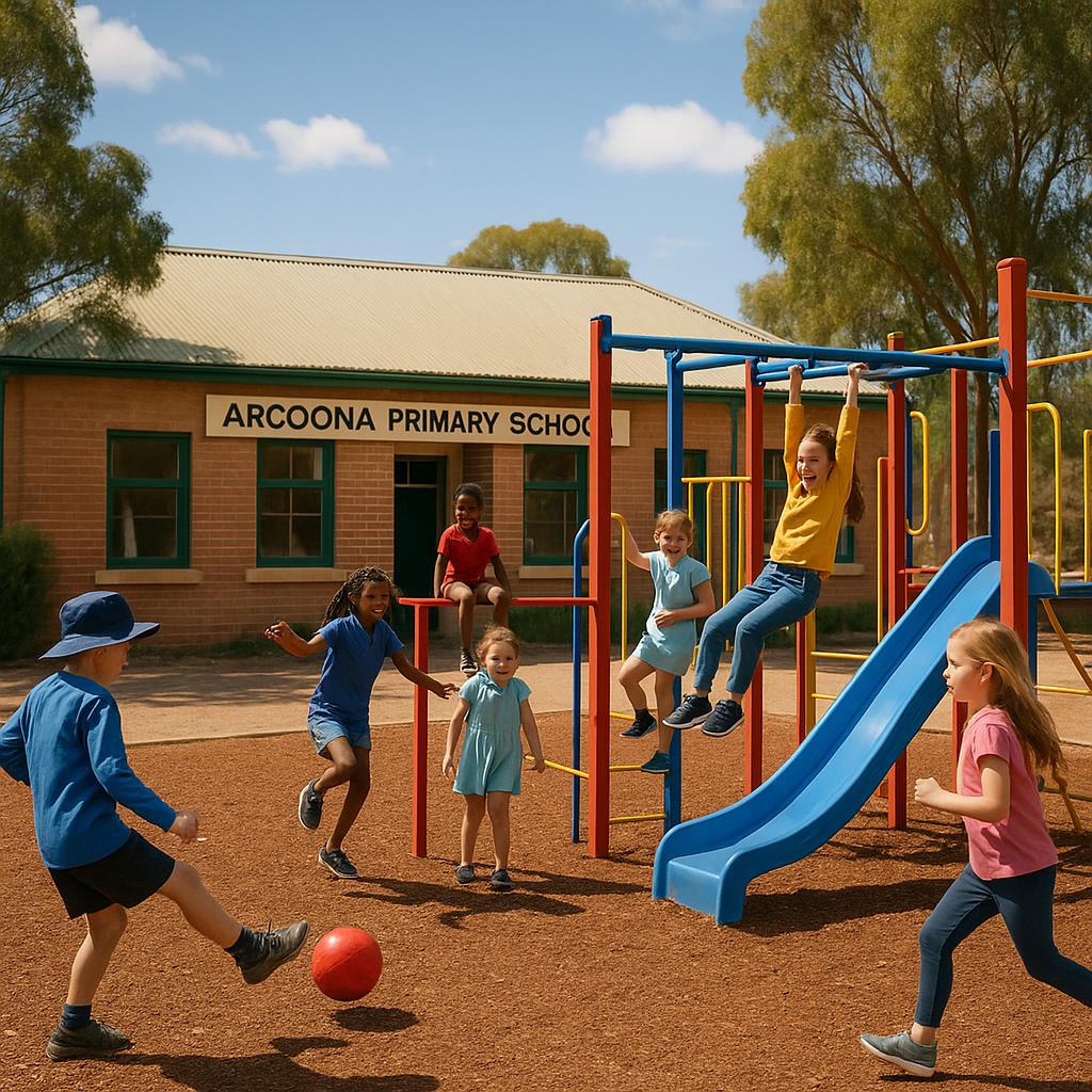 Arcoona local school playground with children playing
