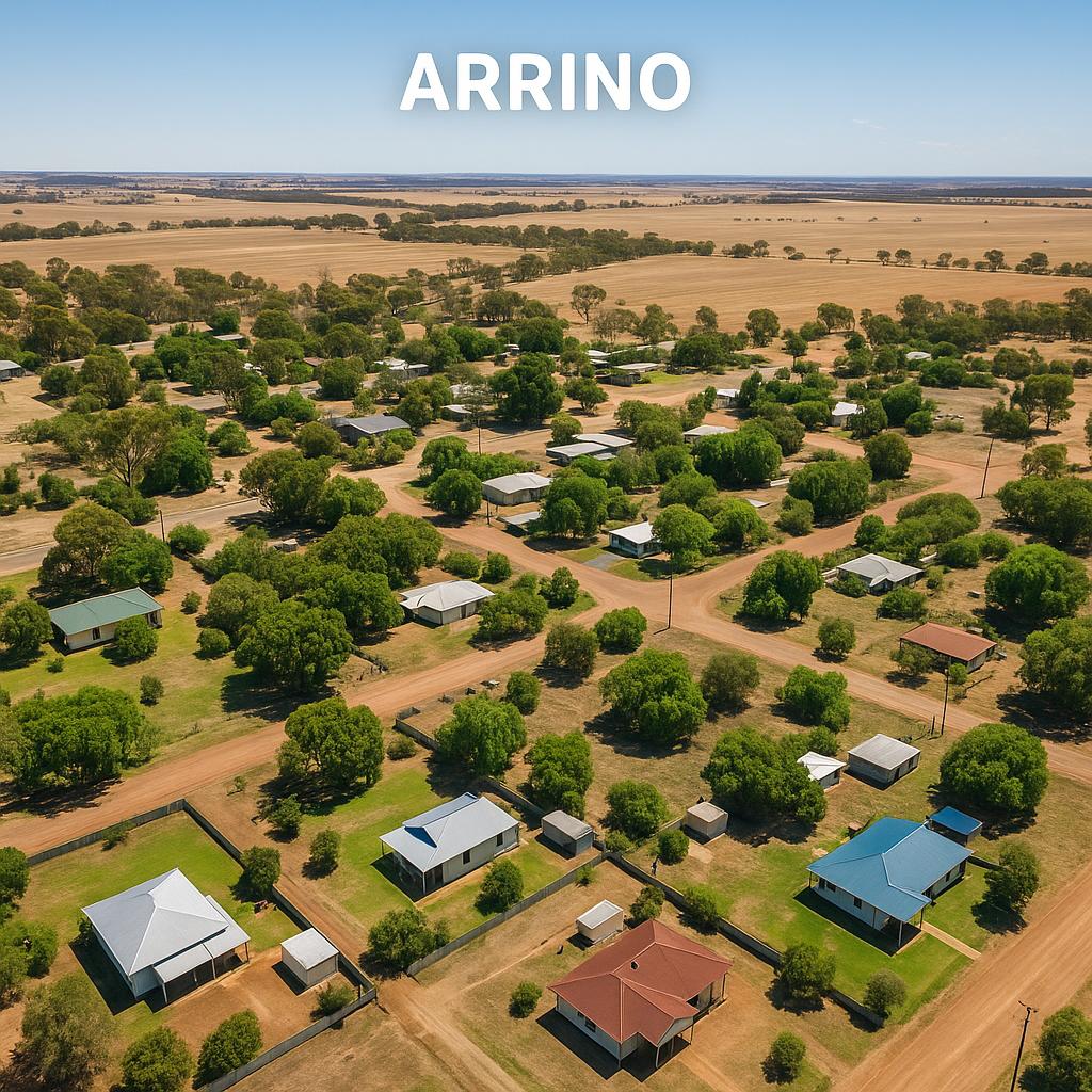 A view of Arrino with houses surrounded by nature