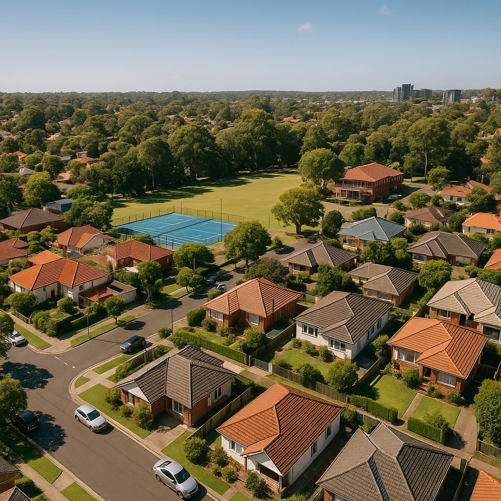 Artarmon suburb with houses and local shops