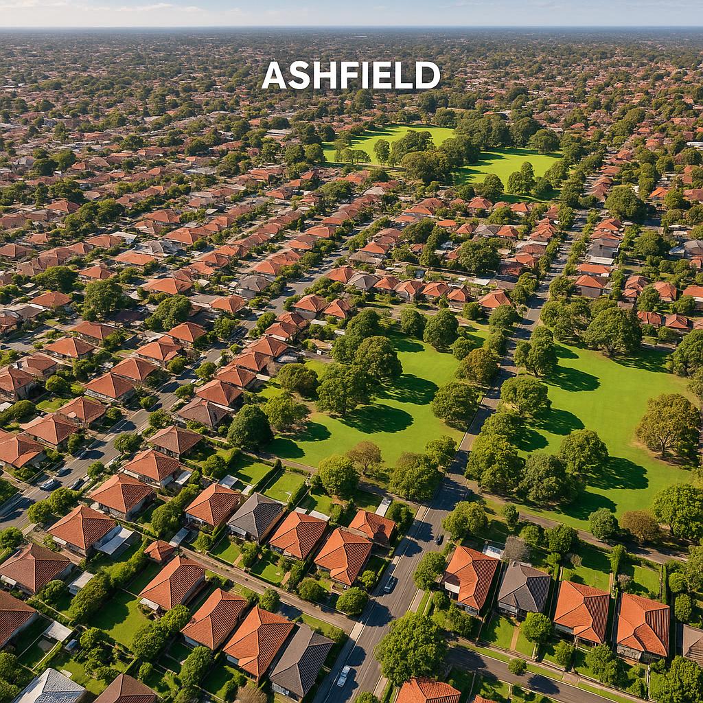 Aerial view of Ashfield, Sydney, Australia