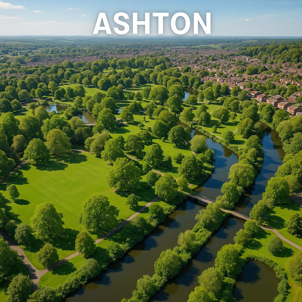 Scenic view of Ashton with parks and residential areas