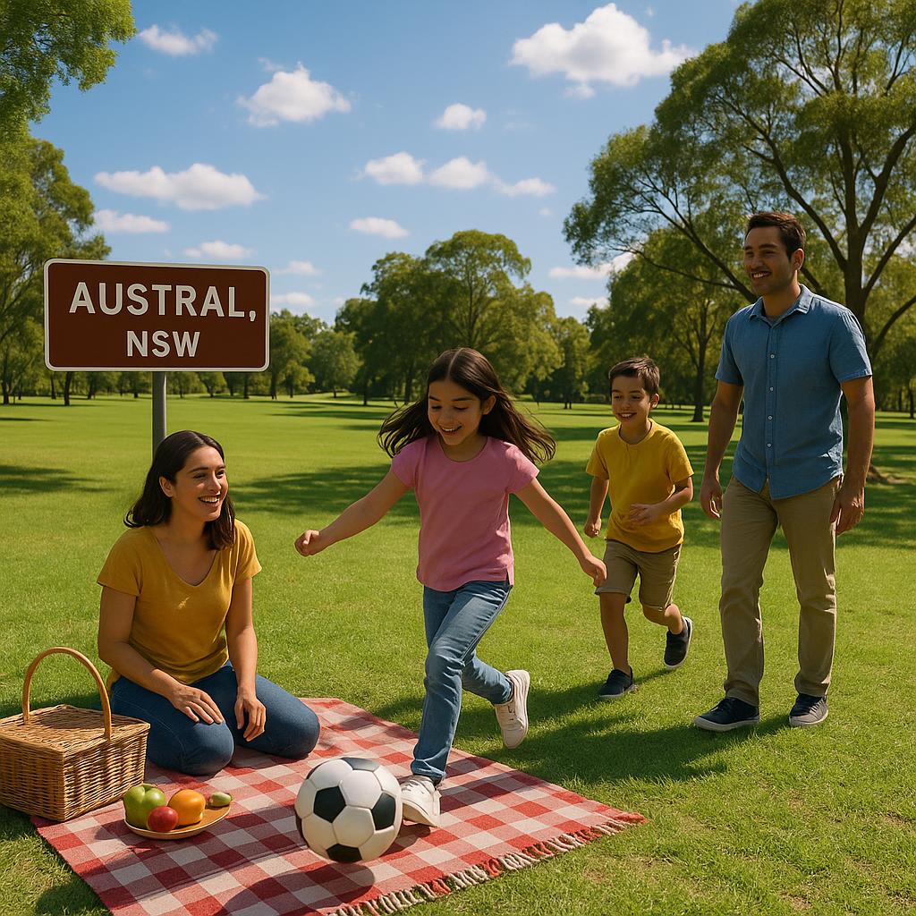 Family enjoying a day in the park in Austral.