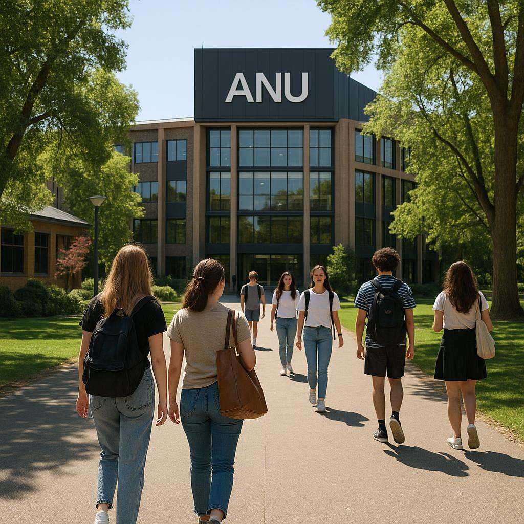 Students walking on the ANU campus
