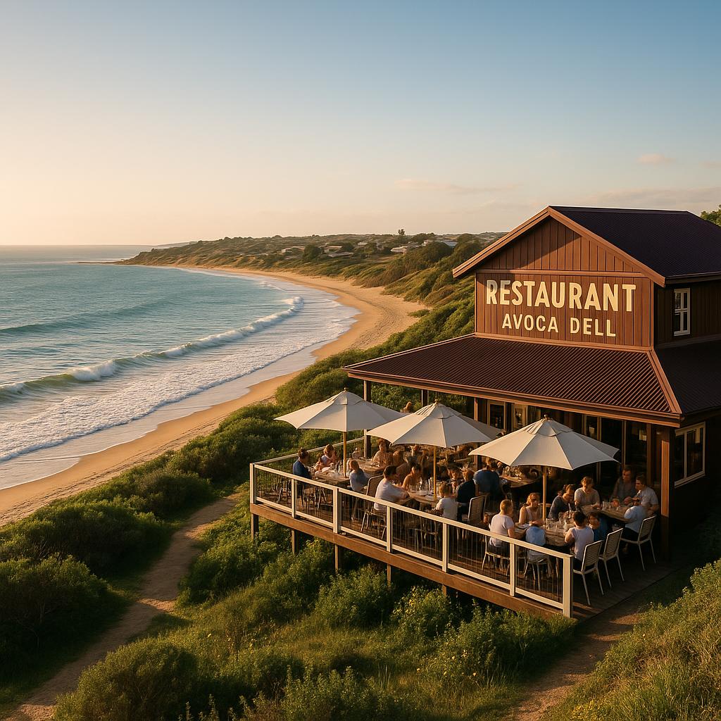 Dining with ocean views in Avoca Dell
