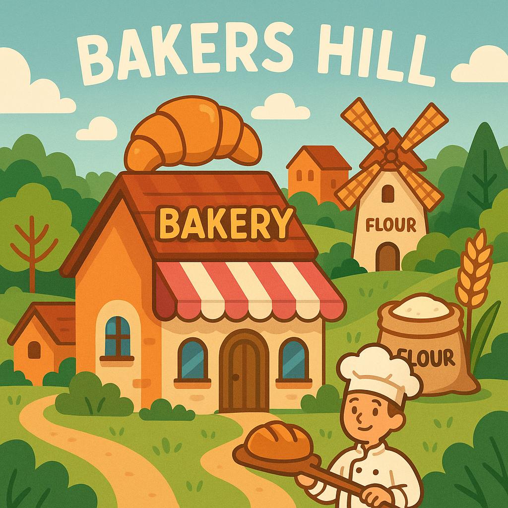 Suburban view of Bakers Hill showing houses and green fields