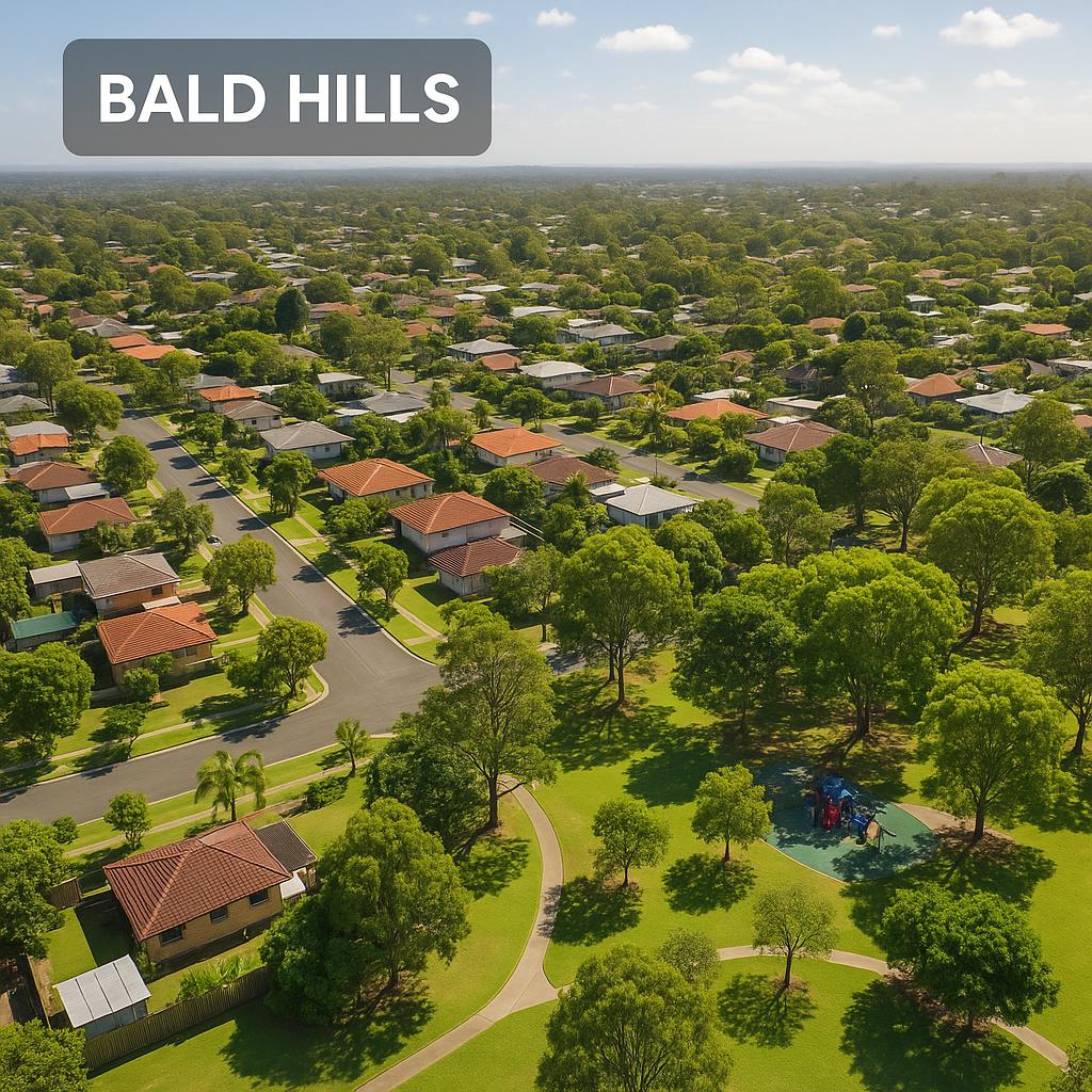 A scenic park in Bald Hills featuring lush trees and families enjoying outdoor activities