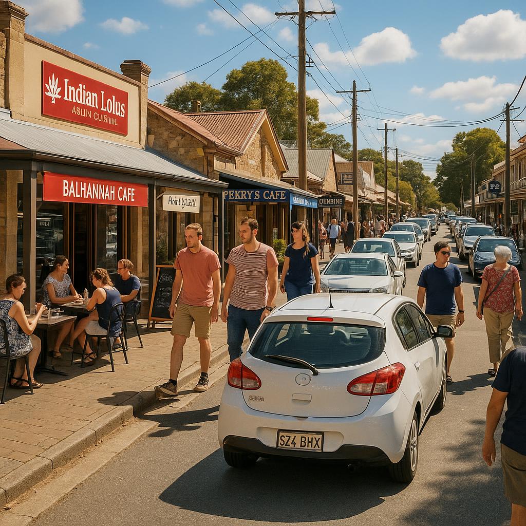 Main Street of Balhannah with shops and community
