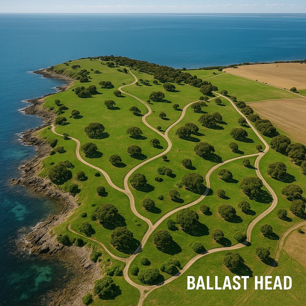 Aerial view of Ballast Head with trails