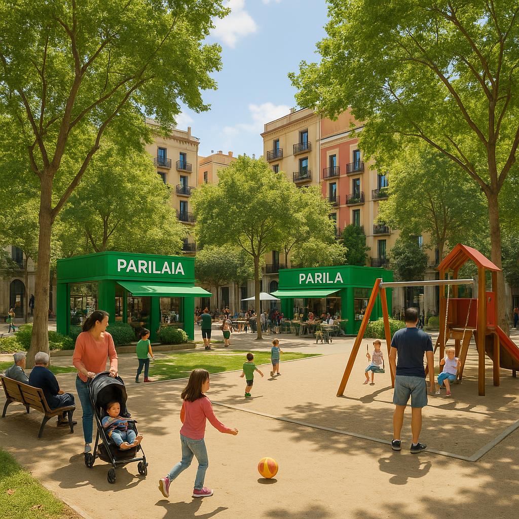 Beautiful park in Barna surrounded by shops