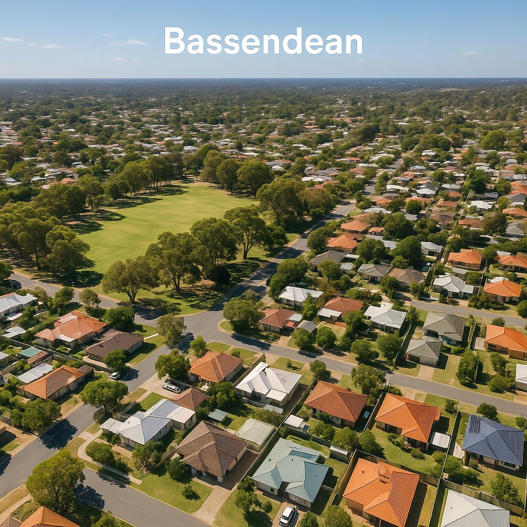 Aerial view of Bassendean showcasing community features