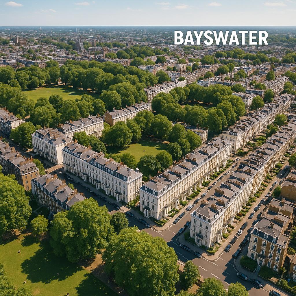 Aerial view of Bayswater showcasing parks and homes
