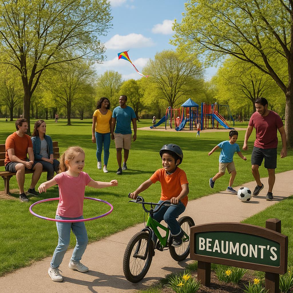 Families enjoying a sunny day at the park in Beaumonts