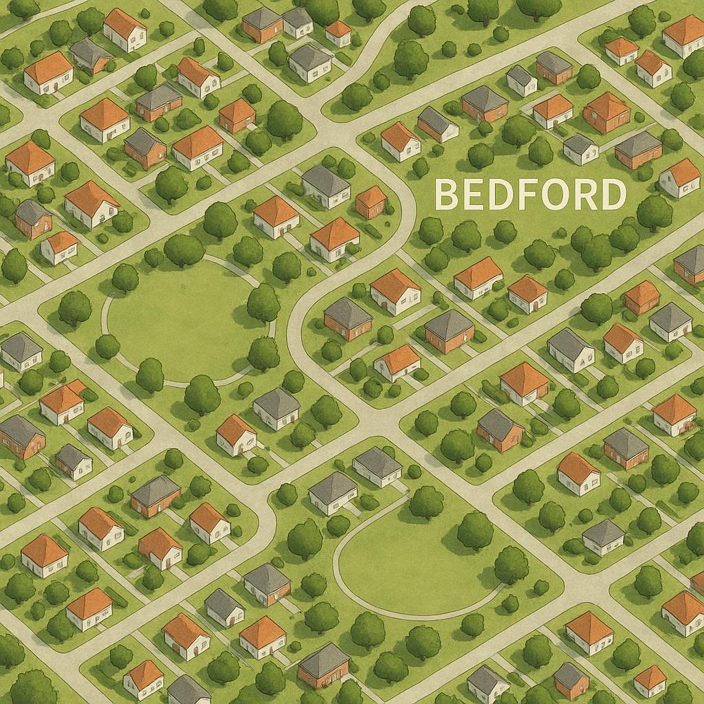Aerial view of Bedford residential area