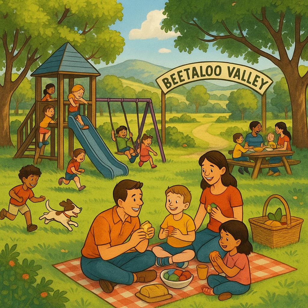 Family at Beetaloo Valley park enjoying a picnic
