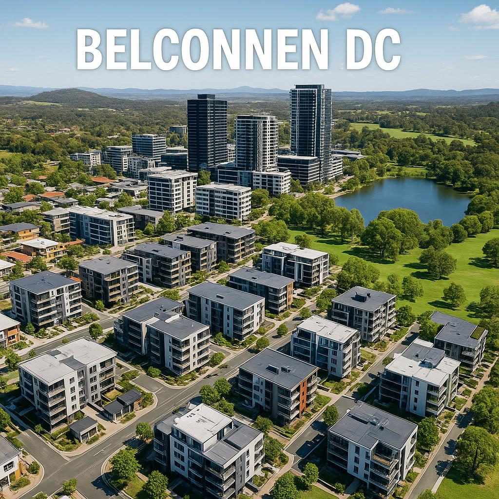 Aerial view of Belconnen DC with residential developments