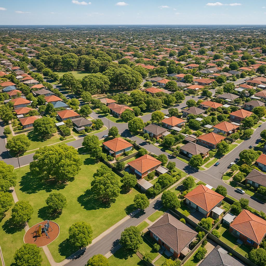 Aerial view of residential areas in Belmont, WA.