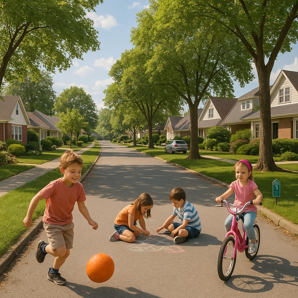 Family-friendly street in Belvidere suburb