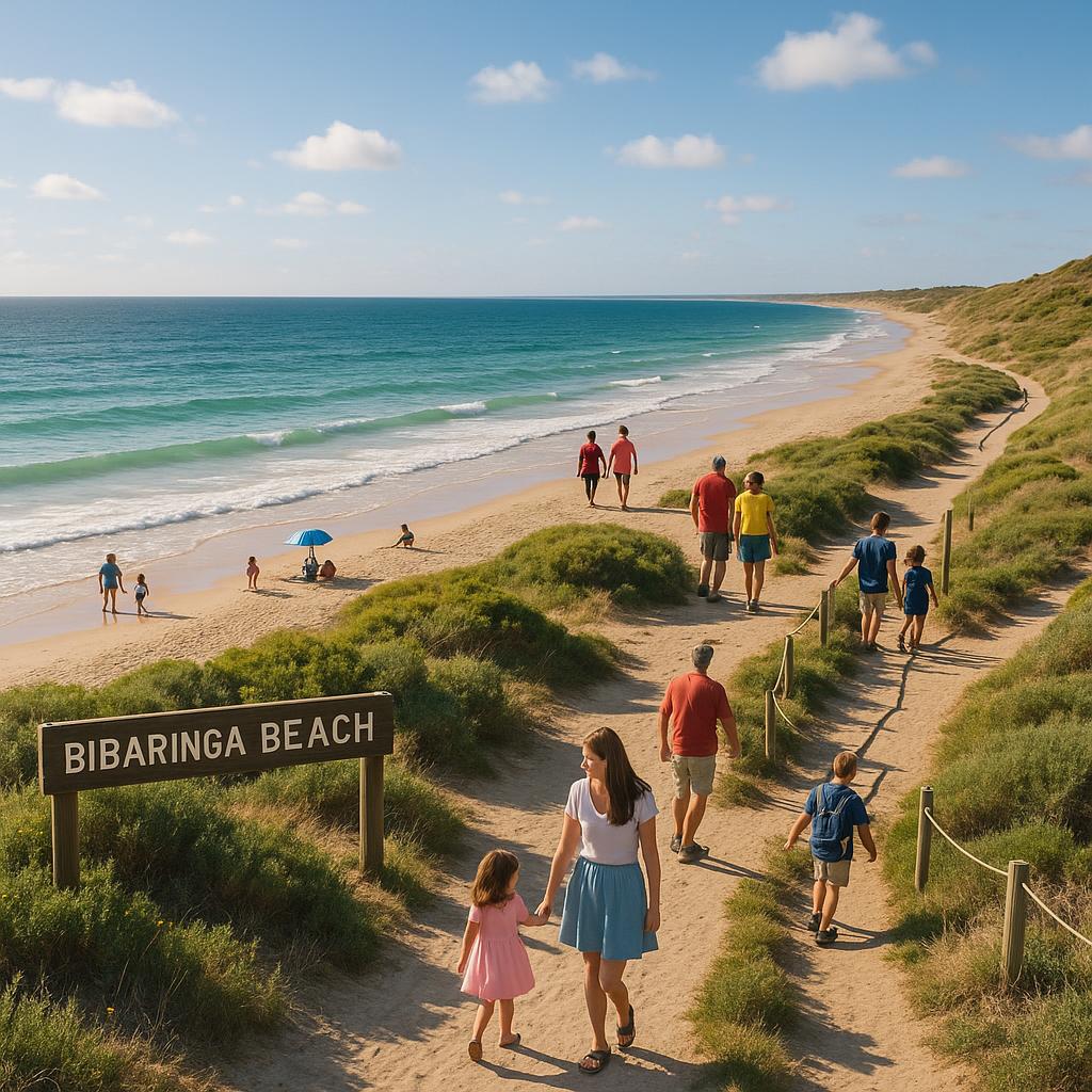 Scenic Bibaringa beach with walking trails and family activities