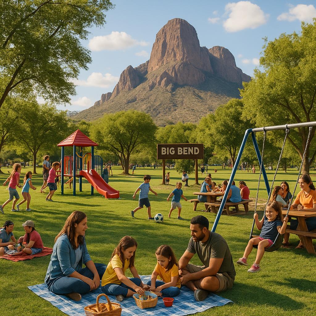 Community park in Big Bend with families and outdoor activities.
