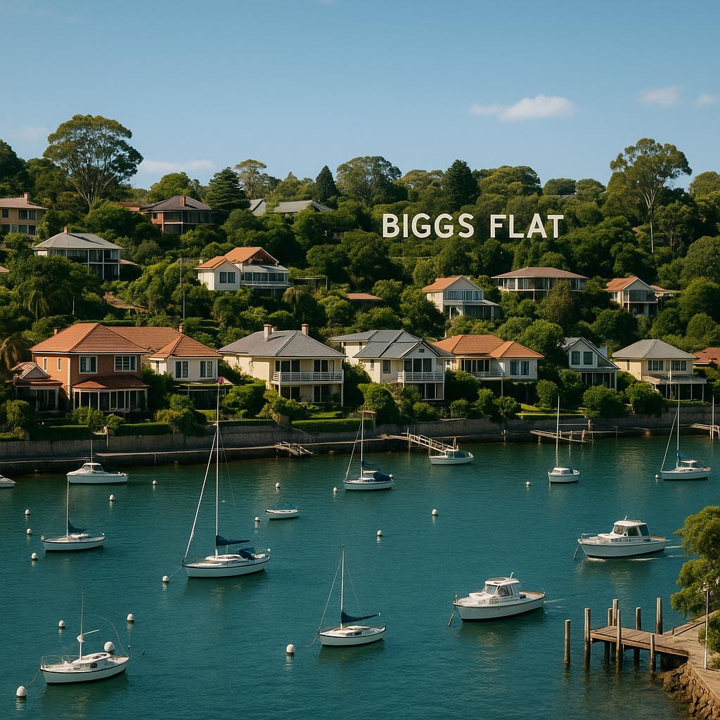 Scenic view of Biggs Flat harbourside homes