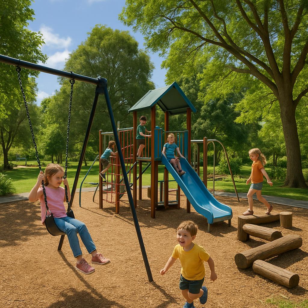 Playground in Birdwood, SA with children playing.