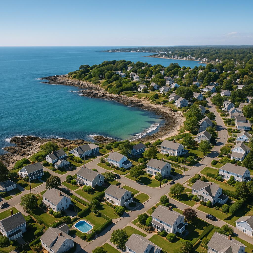Coastal view of Black Point with houses and trees