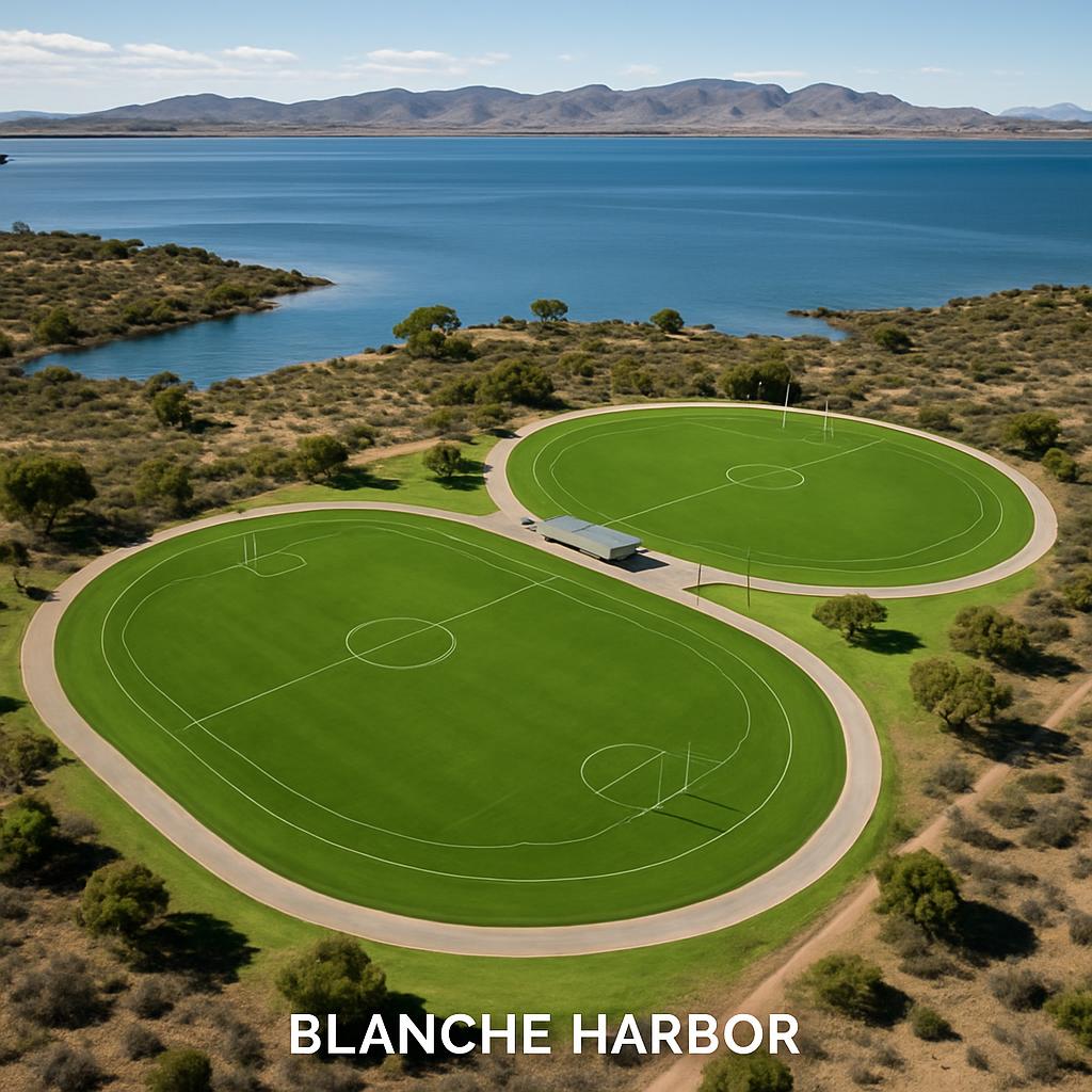 Green sports ovals in Blanche Harbor