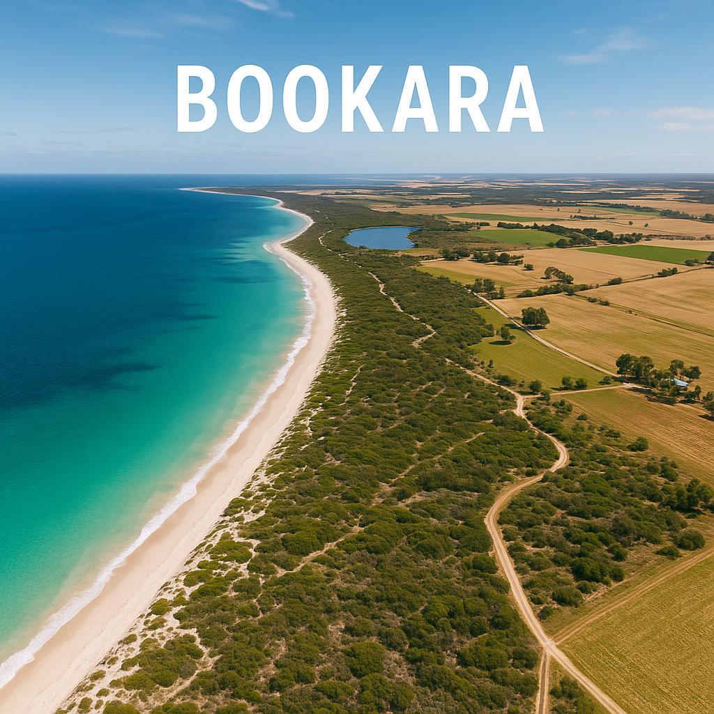 Aerial view of Bookara coastal suburb
