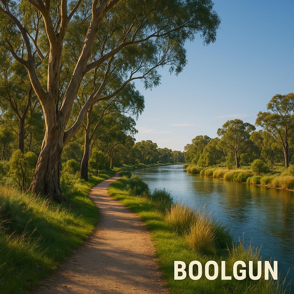 Riverside walking path in Boolgun