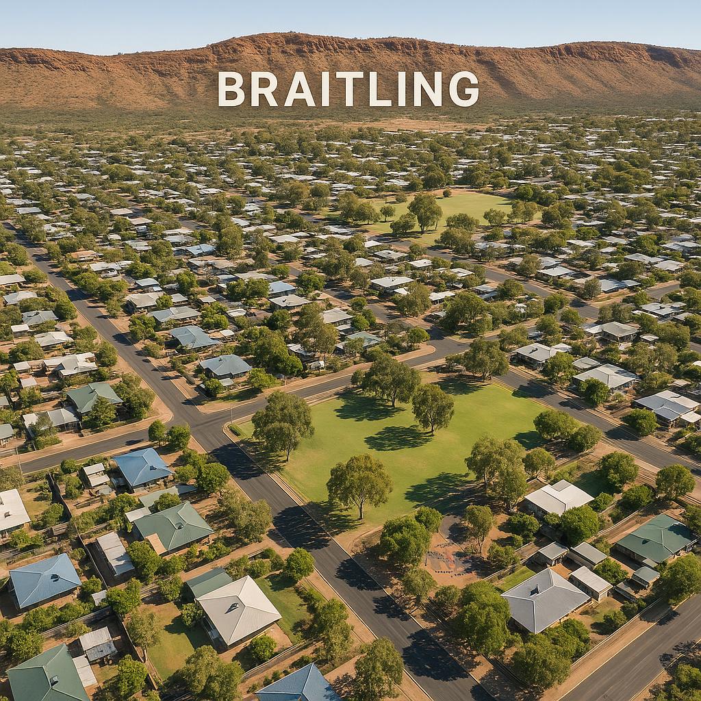 Aerial view of Braitling with residential homes and parks