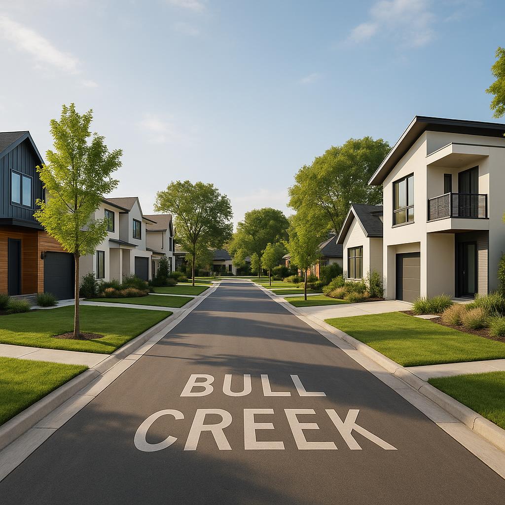 Residential street view in Bull Creek