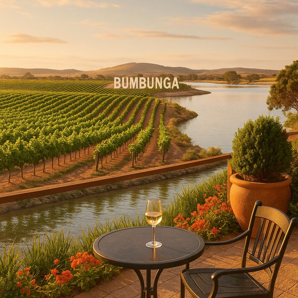 Vineyard and waterfront in Bumbunga, Australia