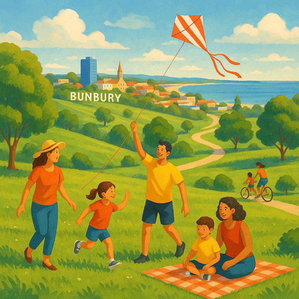 Families enjoying Bunbury's green belts