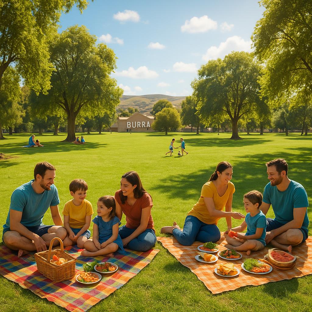 Families enjoying a picnic in Burra park