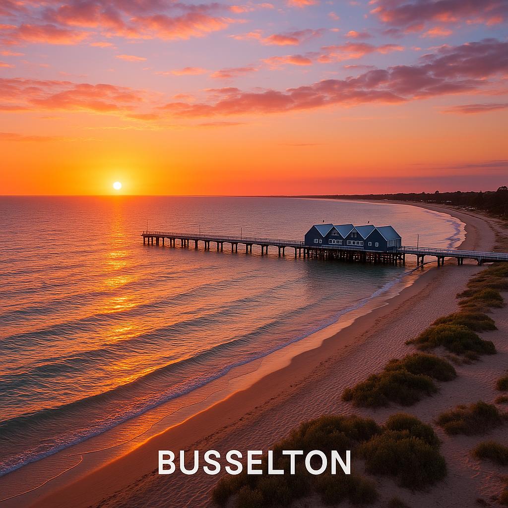 The beautiful Busselton coastline during sunset