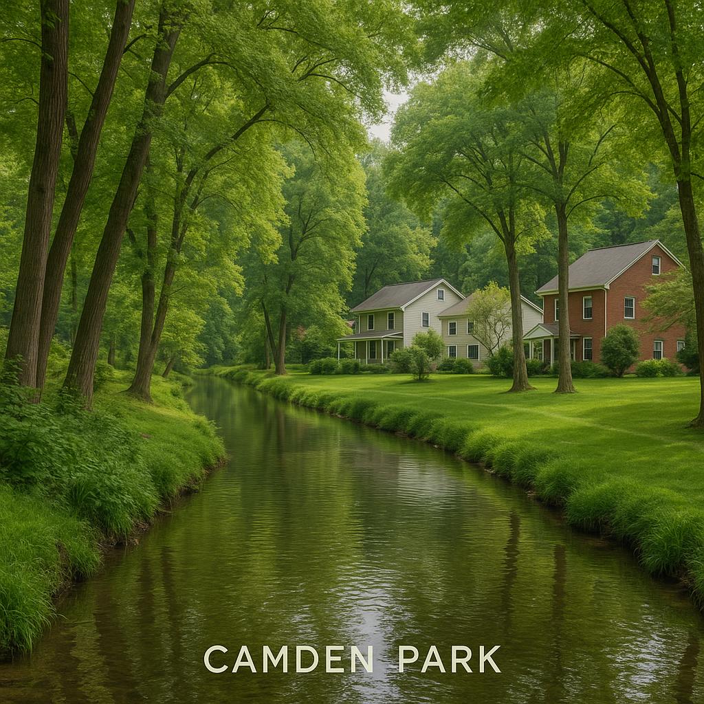 Serene creekside view of Camden Park