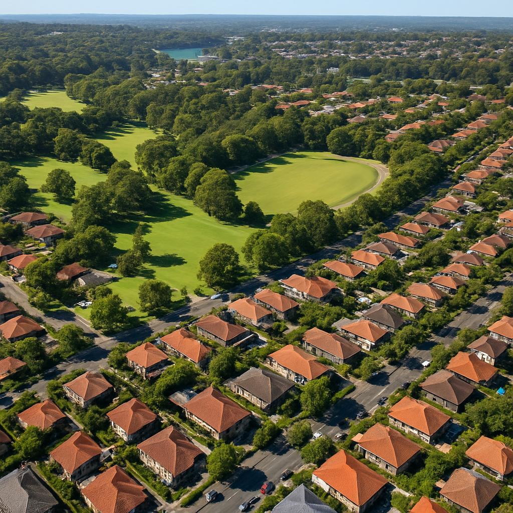 Aerial view of Cammeray with residential houses and parks