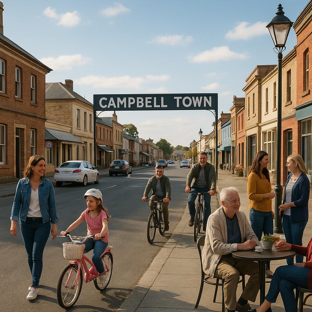 Campbell Town street view showcasing local life