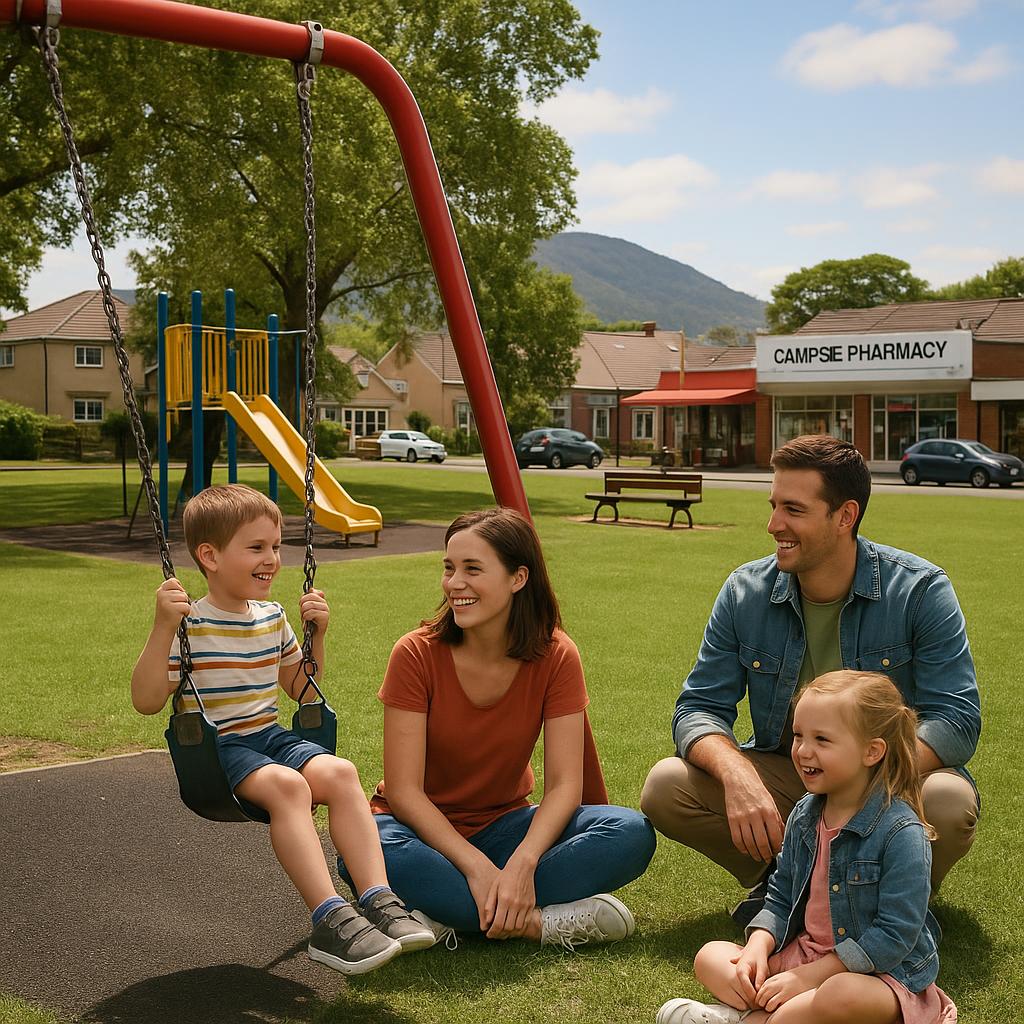 Family enjoying a park day in Campsie