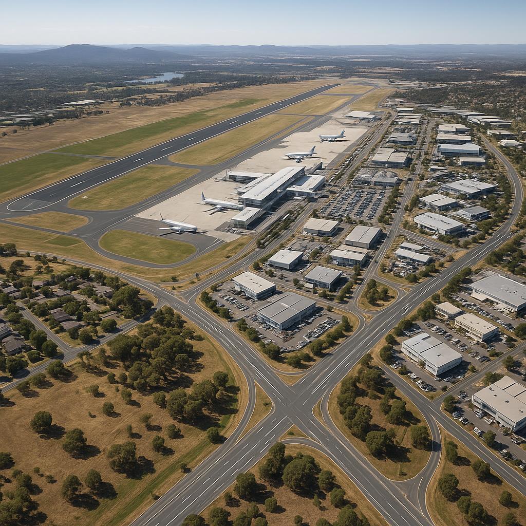Aerial view of Canberra International Airport area