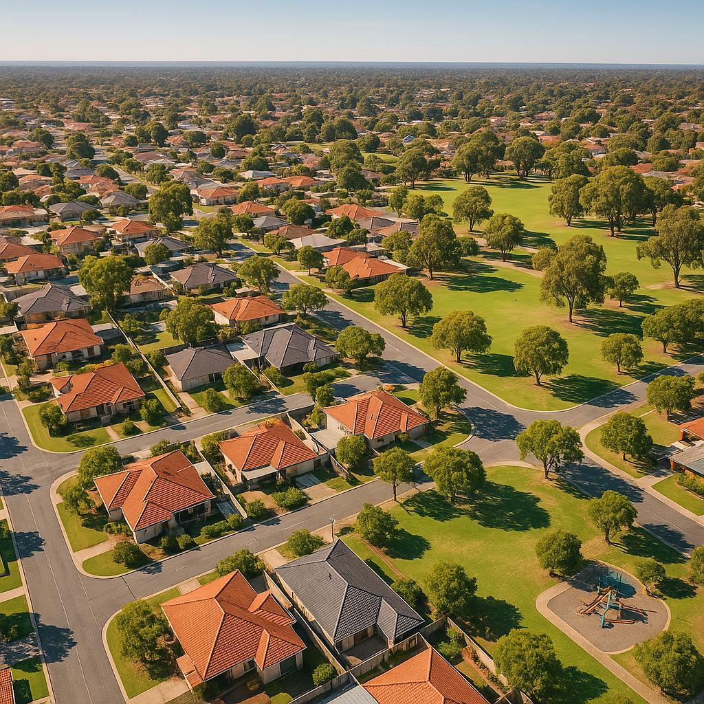 Aerial view of residential Cannington suburb