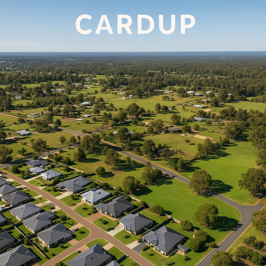 Aerial view of Cardup showing residential neighborhoods
