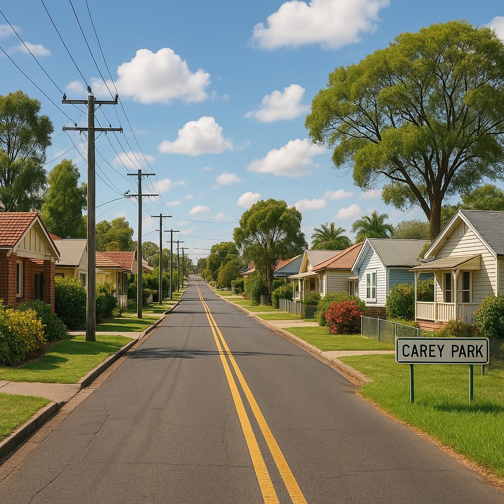 Suburban street in Carey Park