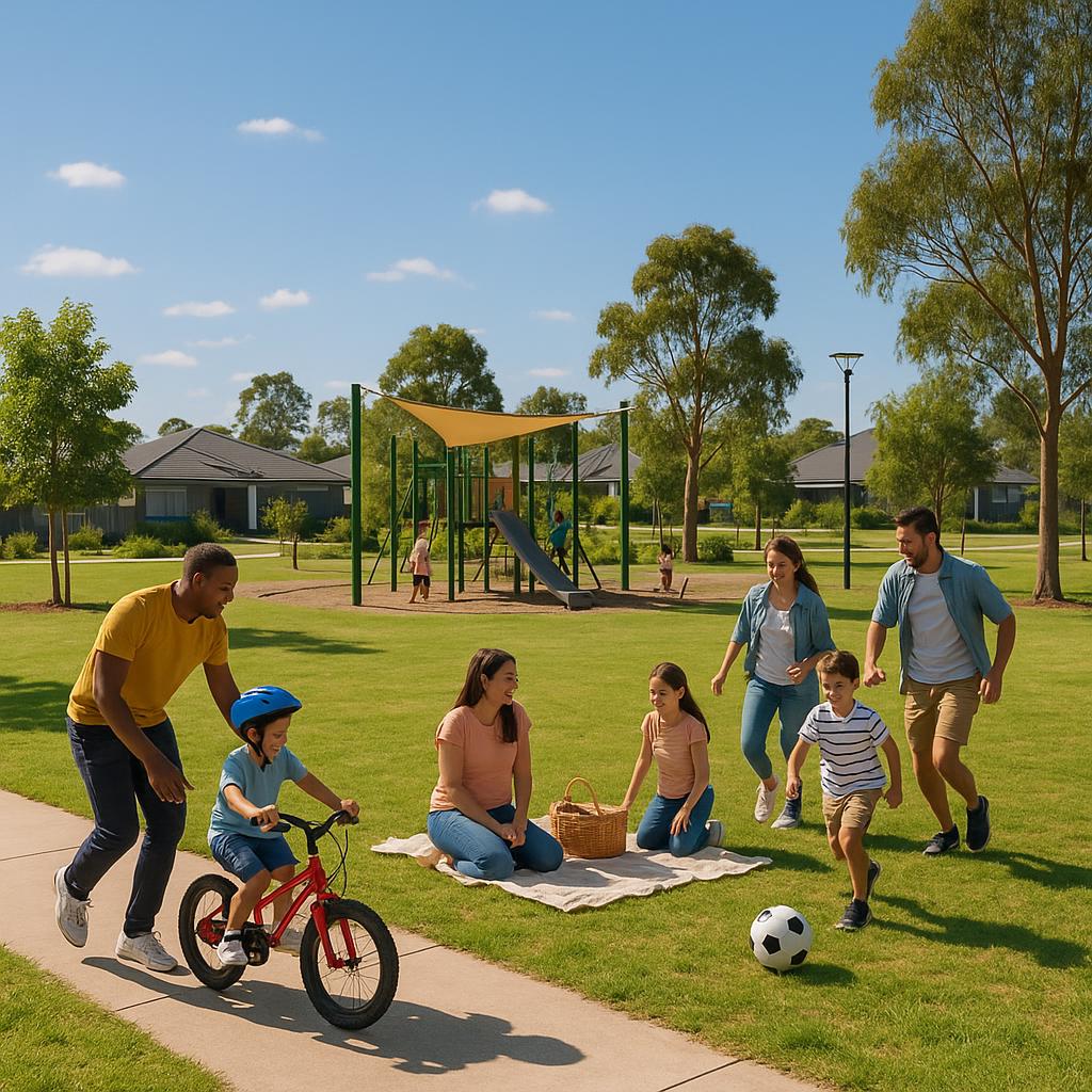 Families enjoying a park in Catherine Field, NSW