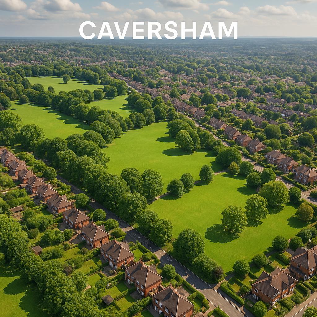 Aerial view of Caversham showcasing residential areas