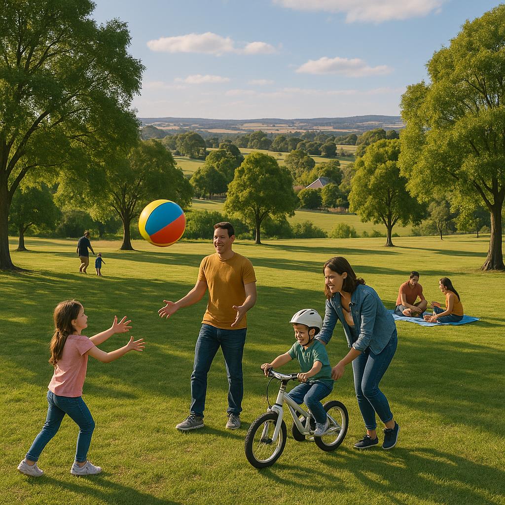 Families enjoying parklands in Chandlers Hill